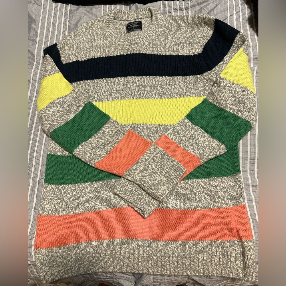 Men’s Abercrombie & Fitch Striped Sweatshirt Crewneck Multi Color - Medium
